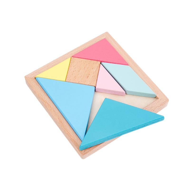 Wooden Early Learning Tangram Puzzle for Infants & Toddlers - Educational Beech Wood Toy for Creative Development