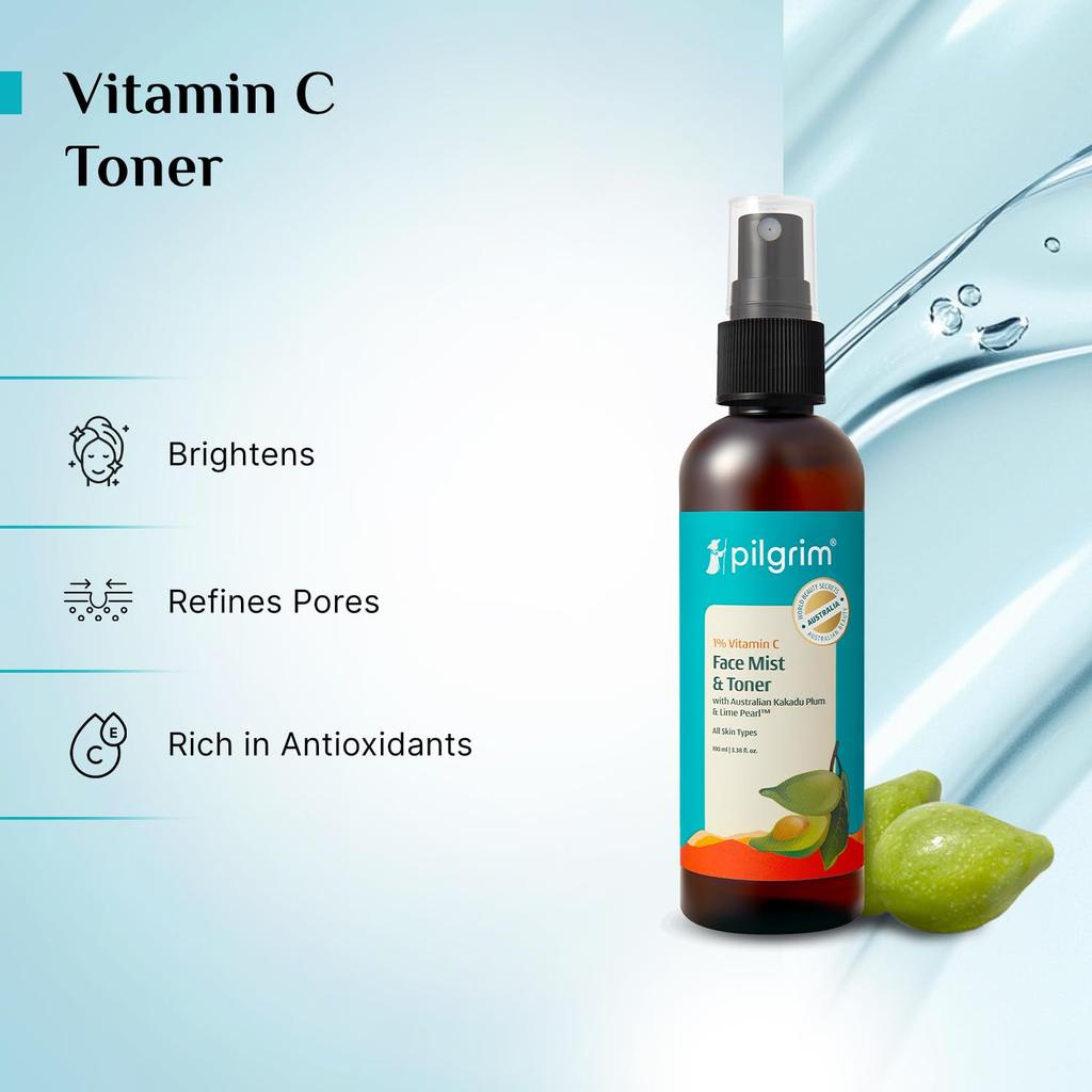 Pilgrim 1% Vitamin C Toner, 100ml Each (Pack of 2)
