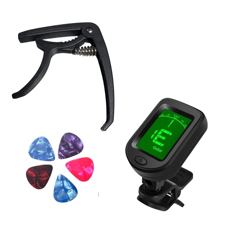 Professional Guitar Capo, Tuner, And Pick Set; Fast And Accurate Tuning; Easy To Assemble And Suitable For Beginners.