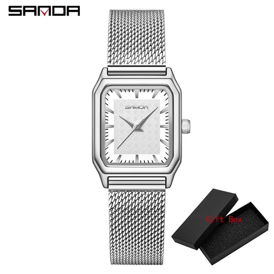 Sanda Top Brand Trendy Elegant Design Rectangle Dial Water Resistant Quartz Movement Business Women Arrival Analog Wrist Watch
