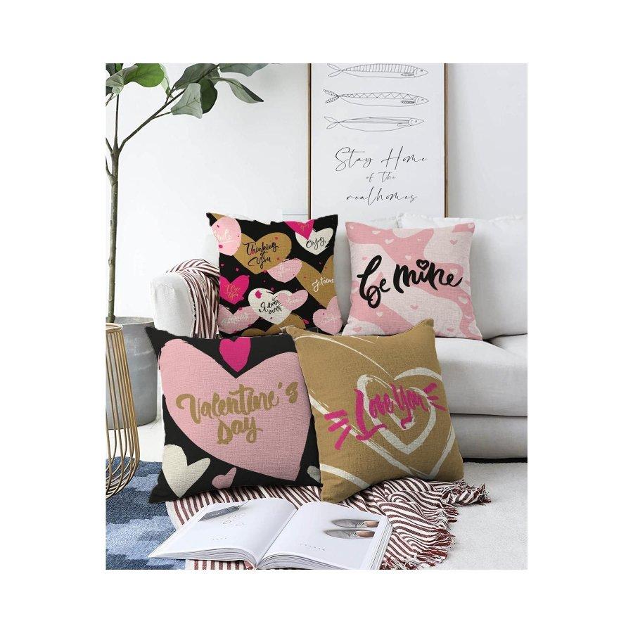 4-teiliges doppelseitig bedrucktes Kissenbezug-Set „Valentine's Day Concept“.