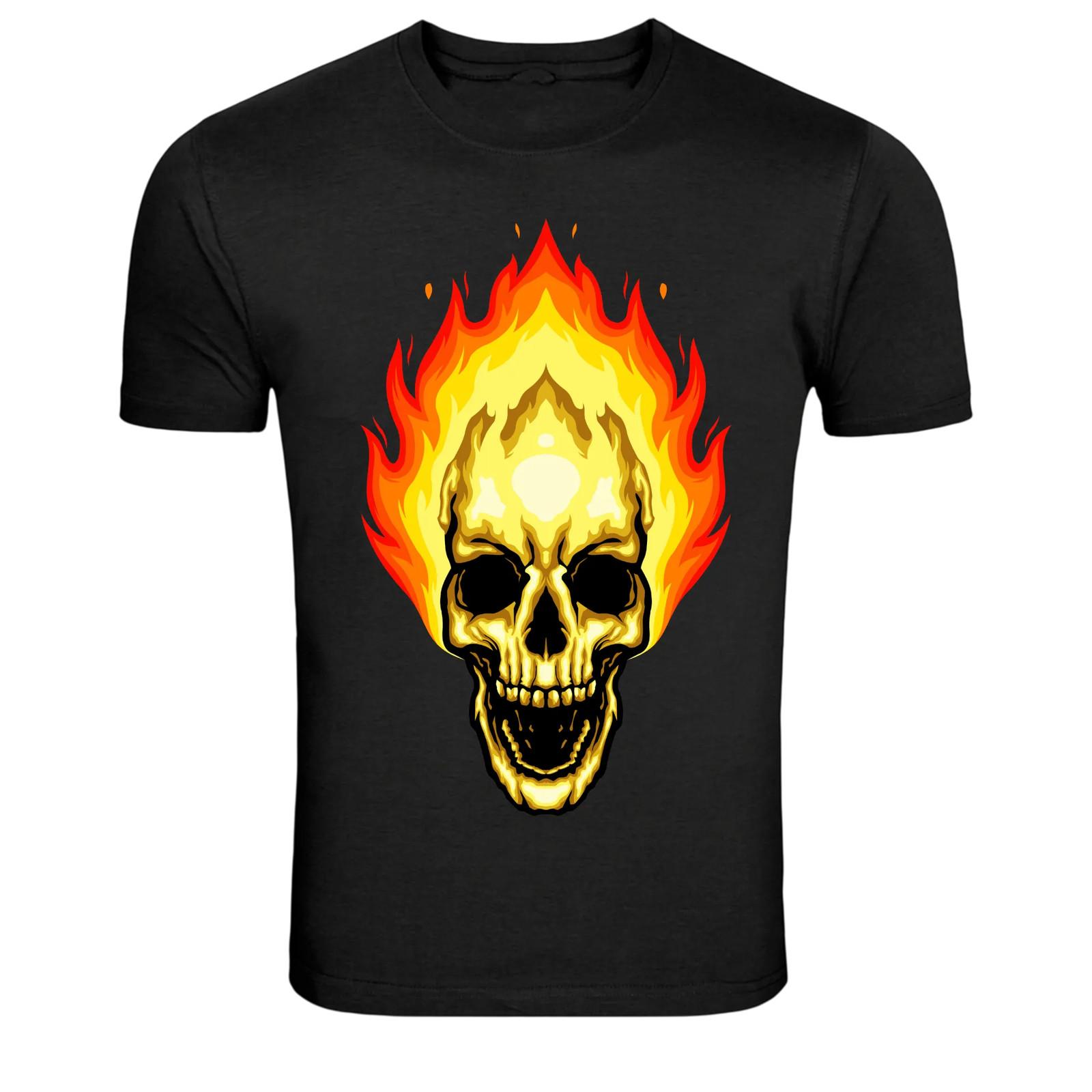 Flaming Skull Fire Horror Graphic T-Shirt S разноцветный