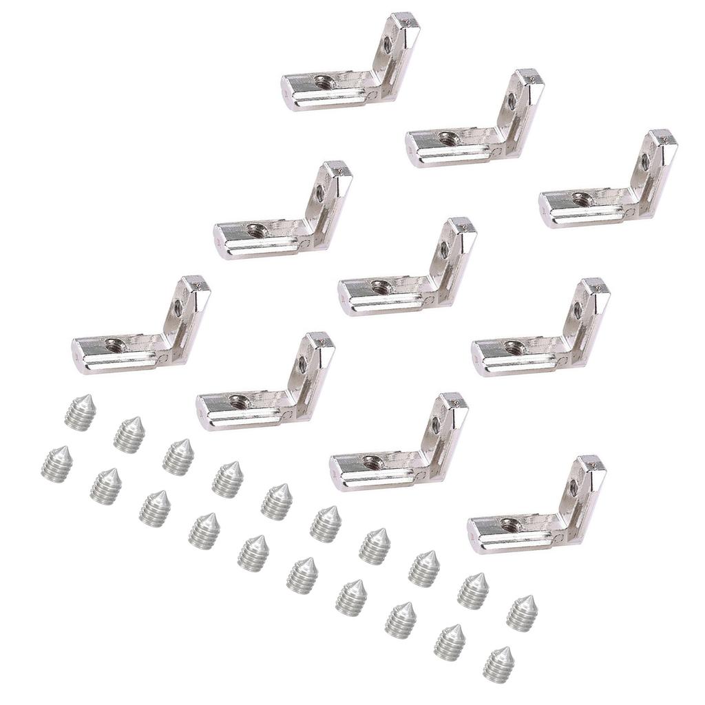 Balení 10 úhelníků Vnitřní rohový spojník se šrouby Úhelníkové spojky ve tvaru L Jednoduché použití pro profily s T-drážkou