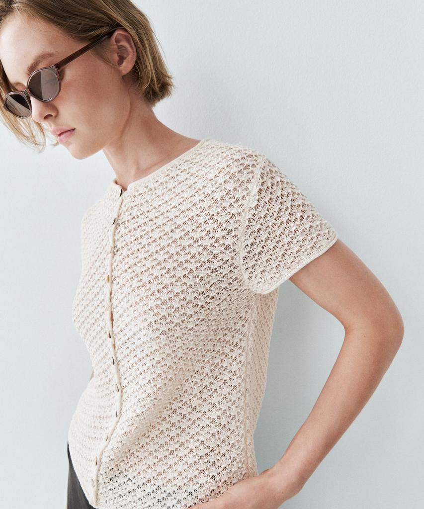 Masimodutti Crochet Knit Cardigan