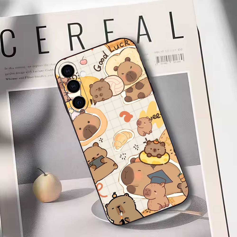 Capybara Cute Cartoon Phone Case For Samsung Galaxy A73,A72,A71,A70,A53,A52,A51,Others Soft Black Cover