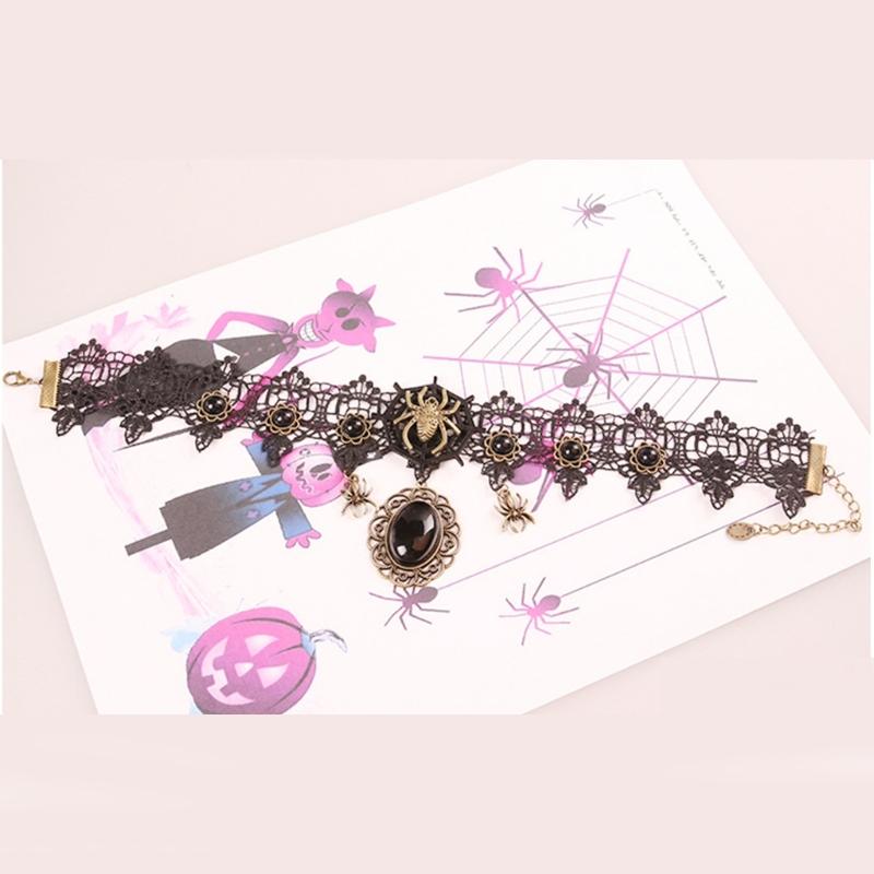 Gothic Lace Choker Necklace With Spiders Pendant Your Unique Style With This Gothic Lace Choker