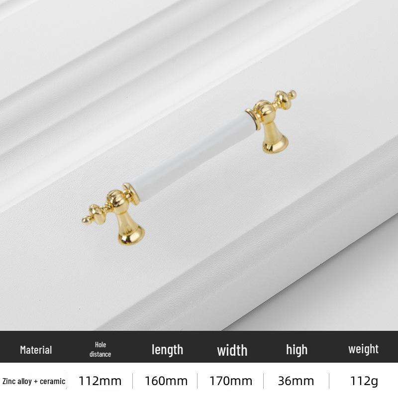 Nowoczesny Minimalistyczny Złoty Stop Aluminium Ceramiczna Rączka do Drzwi Szafek i Garderób