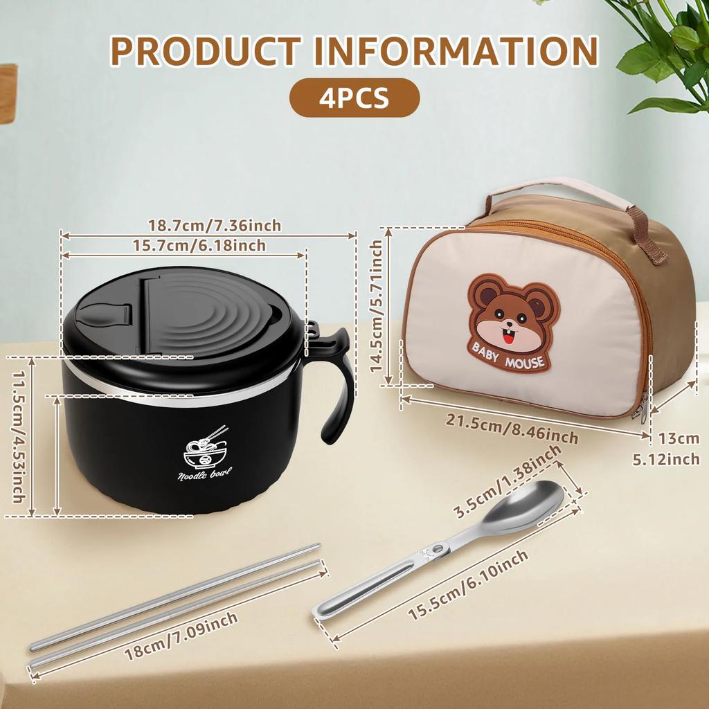 Zestaw miski do ramenu 1600ml Mikrofalowy pojemnik na lunch z łyżką Wielofunkcyjne miski do gotowania ramenu Bento do domu biura akademika