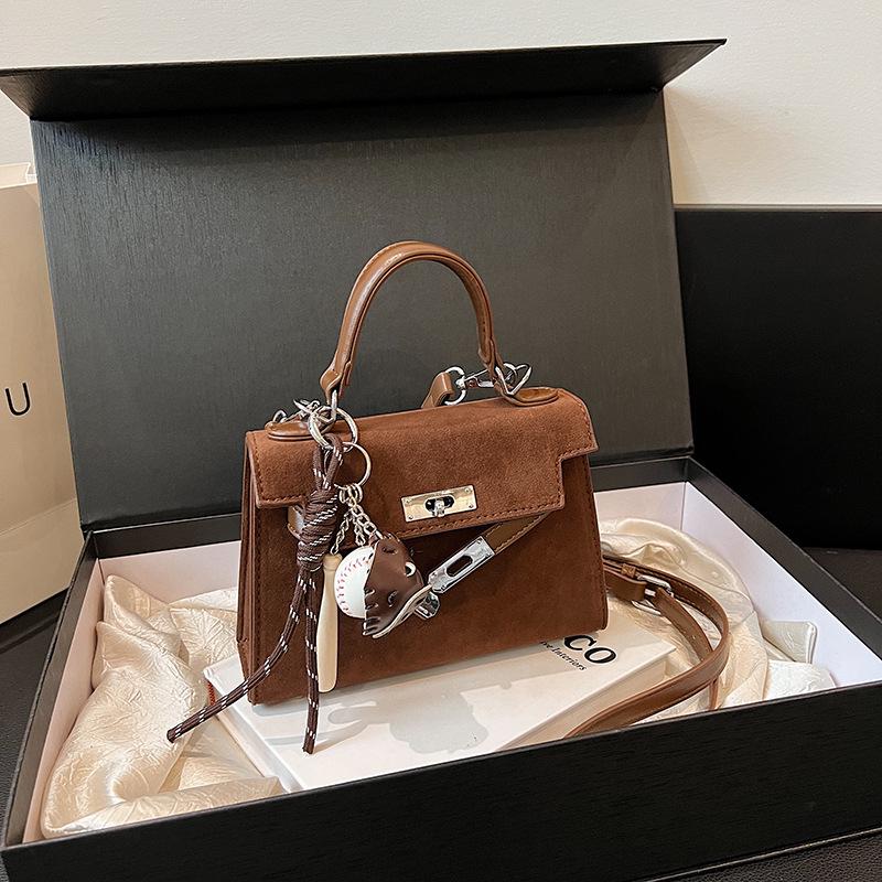 Mattes Wildleder Retro Kelly Tasche: Damen Modische Umhängetasche