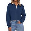 Women's Casual Color Neck Sweatshirt for Daily Wear, Comfortable Pullover Top