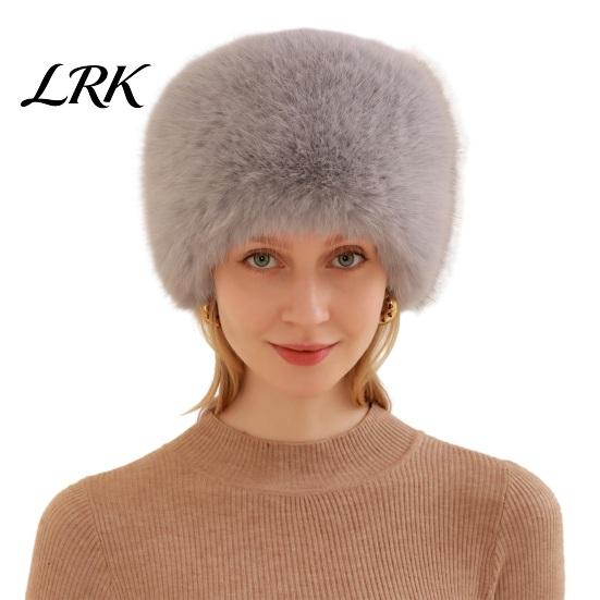 Soft Polyester Hat Women Fuzzy Brimless Hat, Warm Faux Fur Solid Color Elastic Thermal Ushanka Plush Winter Fluffy Bucket for Cold Weather Stylish