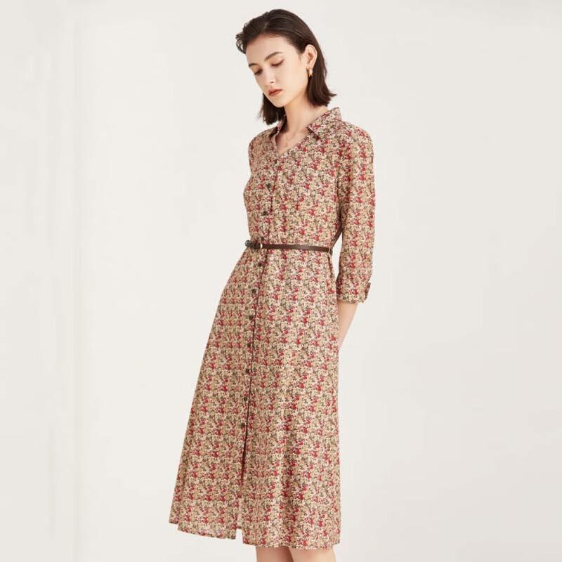 

JESSIE Women s V-neck Printed Slim Long Sleeve Dress JLSCL158 S