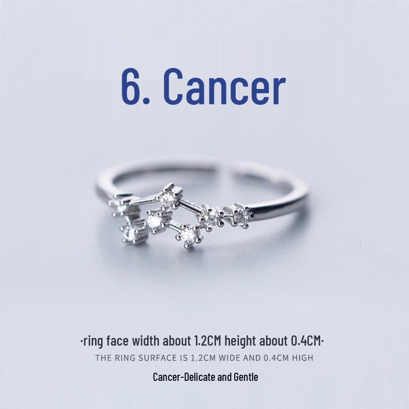 

Универсальное посеребренное кольцо со знаком зодиака и цирконом – Регулируемый и стильный дизайн Adjustable