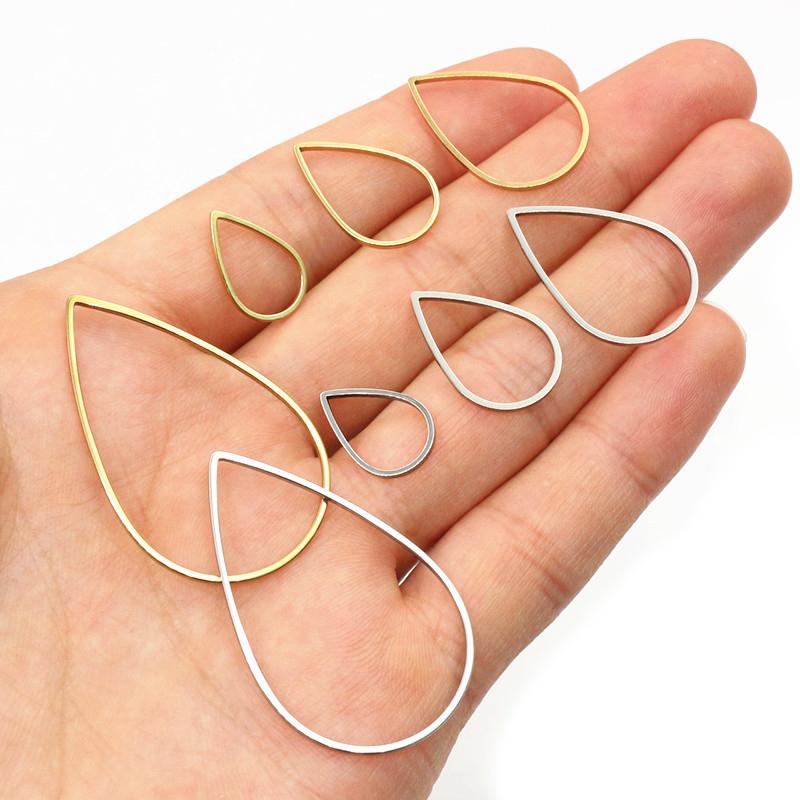 20pcs Waterdrop Closed Frame Charms Drop Rings Pendant Stainless Steel Gold Plated For DIY Jewelry Makings Accessories