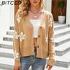 BITCED Autumn/Winter Women's Knitted Cardigan Coat Loose-Fit Academic-Style Sweater Cardigan