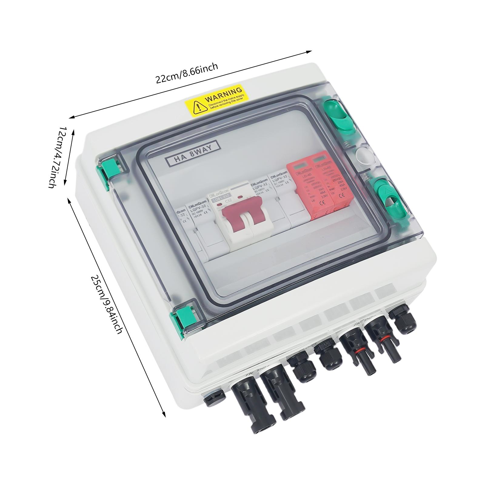 

2-in-1-Out Solar Photovoltaic PV DC Combiner Box 500V 32A 2-String Input Waterproof Box IP65 for Outdoor,RV & Harsh Environment белый