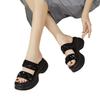 Cool slippers women's summer outer wear 2025 new one-word drag muffin thick-soled heightening sequins fashionable outer wear sandals