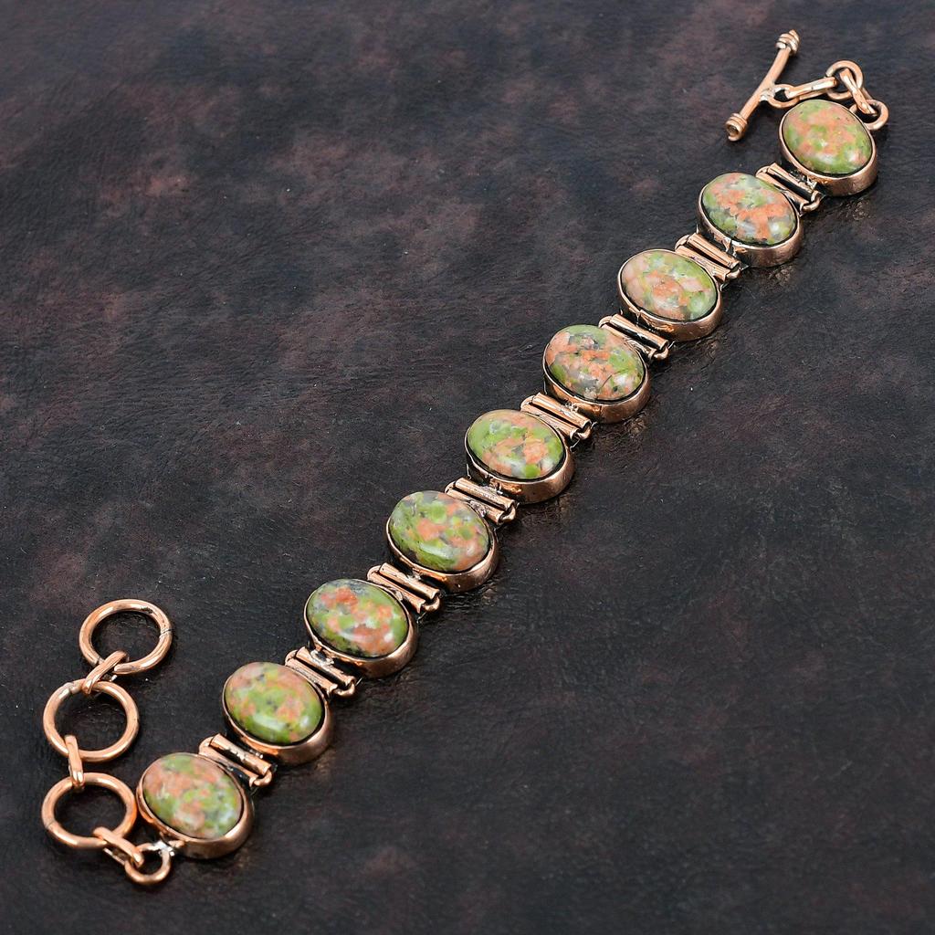 Unakite Bracelet Copper Bracelet Adjustable Chain Bracelet Handmade Jewelry Natural Gemstone Bracelet Antique Copper Jewelry Gifts For Women