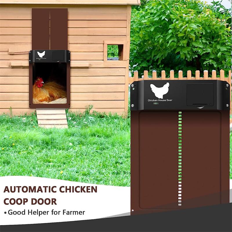 Automatic Chicken Coop Door Opener ABS Light Sensor Waterproof Battery Powered Poultry Coop Safety Automatic Open Close Pet Door System