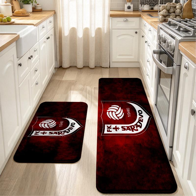 FK Sarajevo Print Flannel Kitchen Mat Christmas Soft Area Rug Non Slip Floor Carpet Home Decoration
