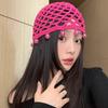 Pearl Fringed Crochet Hat Hollowed Out Beret Cap Breathable Beanies Cap  Bride Headpiece