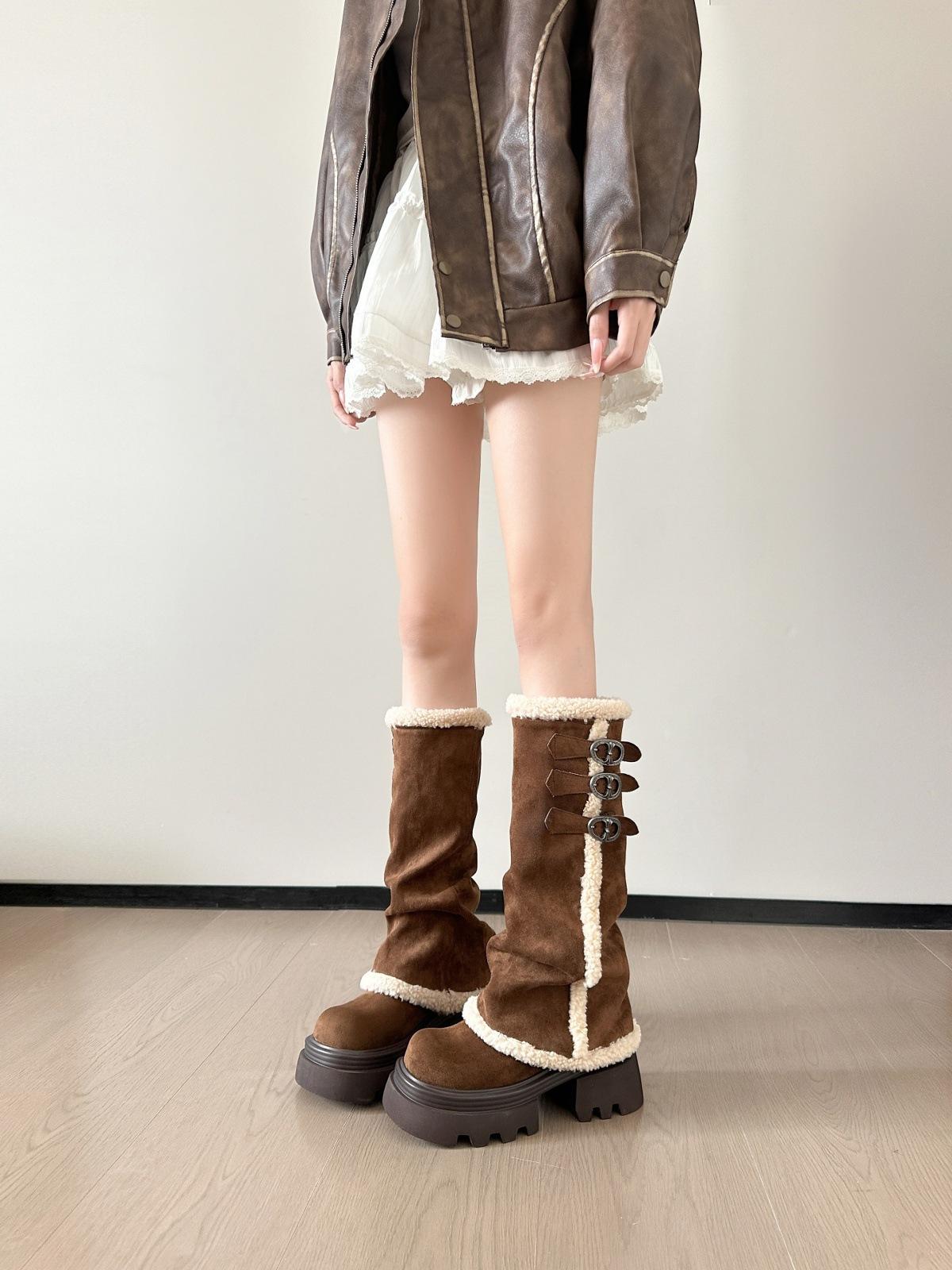 Warm snow boots Winter round head thick-soled piled thick boots 35