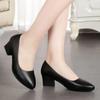 2025 Spring New Work Shoes Black Professional Women High Heels Shoes Pumps Low-heeled Leather Office Career Formal Women Shoes