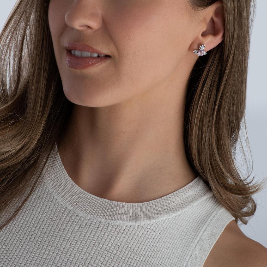 VIVIENNE WESTWOOD Ismene Saturn Shaped Brass Earrings Women Earrings Silver Pink-Diamond 8053195228997
