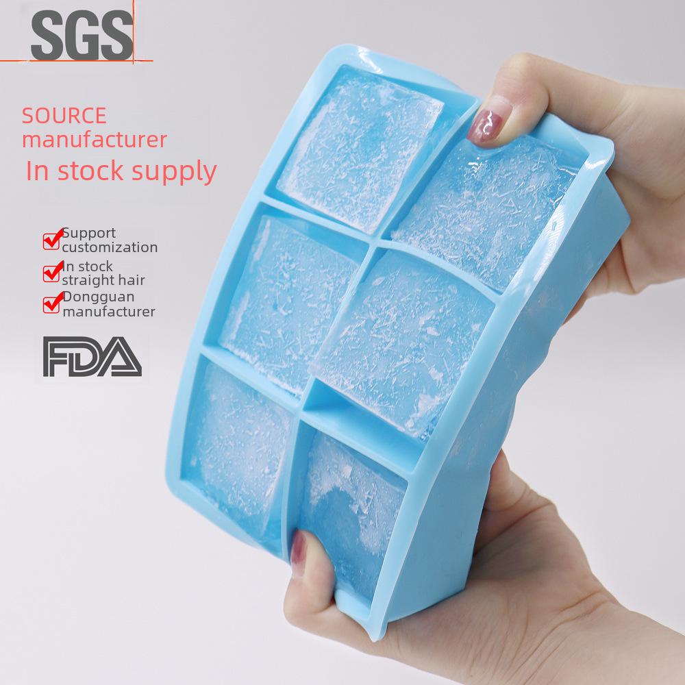 Silicone Ice Tray with Lid - 6 Large Grid Cube Mold