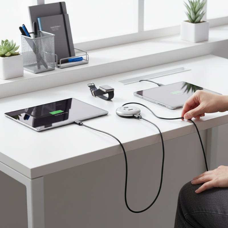 Type C USB Hub Masaüstü Delik Gömülü 3'ü 1 Arada Ayırıcı Yüksek Hızlı Şarj İstasyonu Ofis Ev Masaları İçin