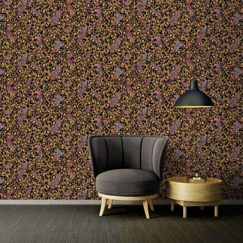 Versace Barocco Birds Textured Wallpaper