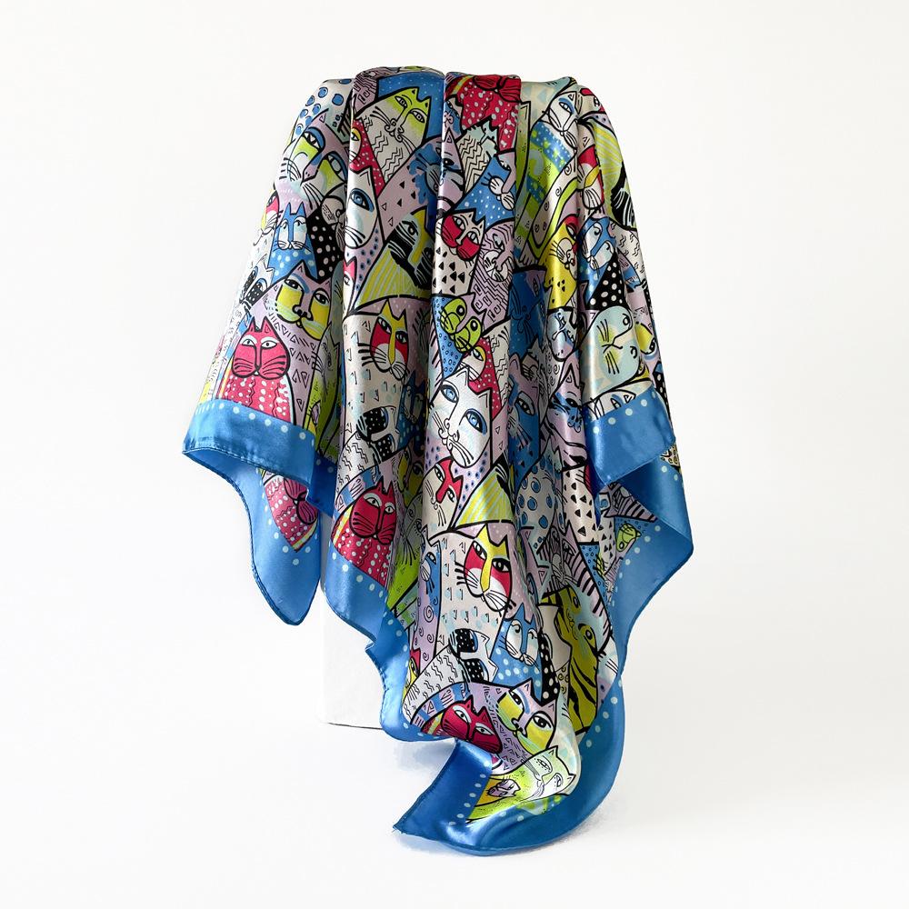 New silk scarf 90cm women s printed headscarf satin scarf satin square scarf European and American shawl silk scarf 90*90cm