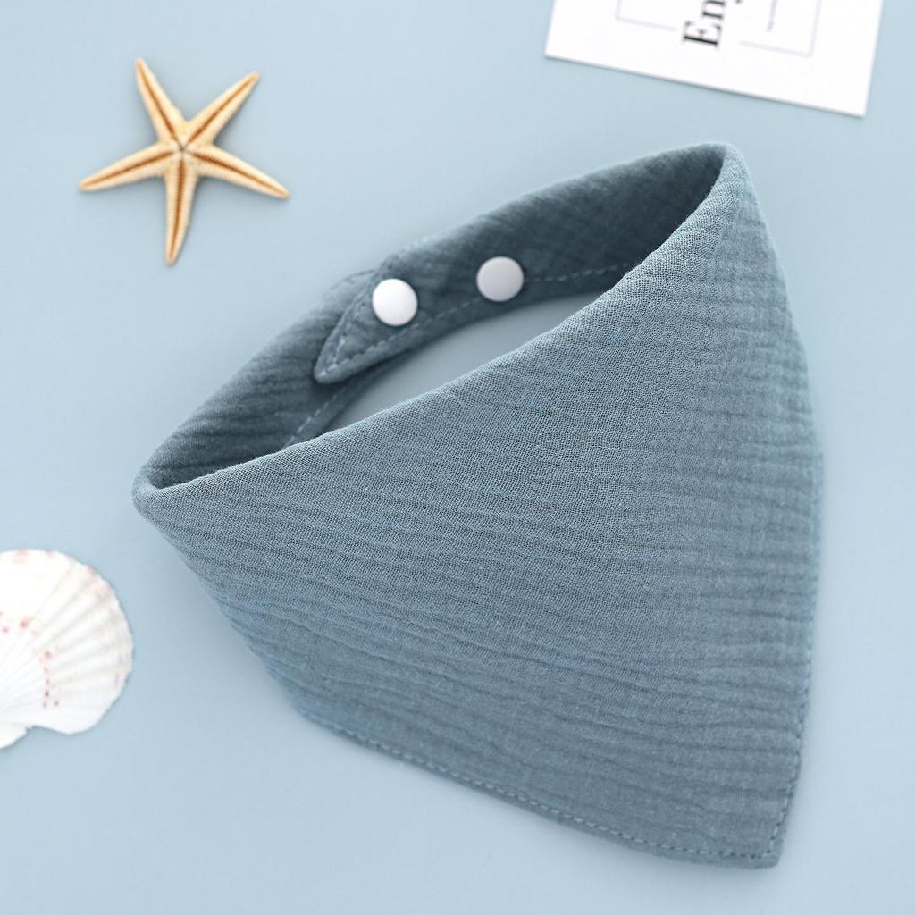 Solid Color Four-Layer Gauze Baby Bib Triangle Scarf with Snap Closure