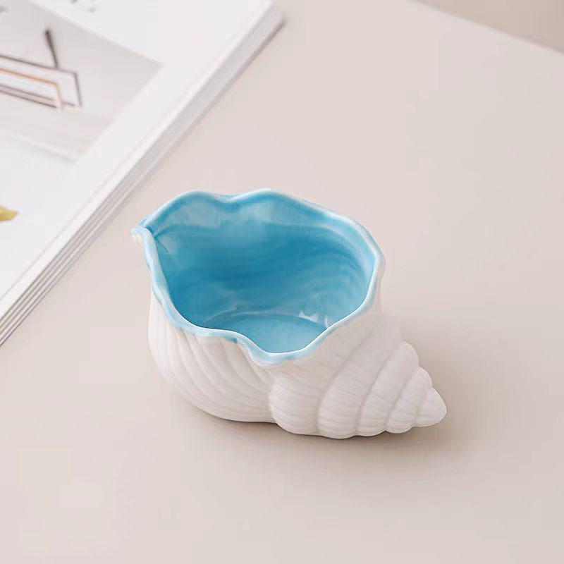 1 ks Keramický šperkovník Tvar mušle Hvězdice Akvamarínová mušle Miska na drobnosti Keramický držák na prsteny Náušnice Dekorativní s oceánskou tématikou