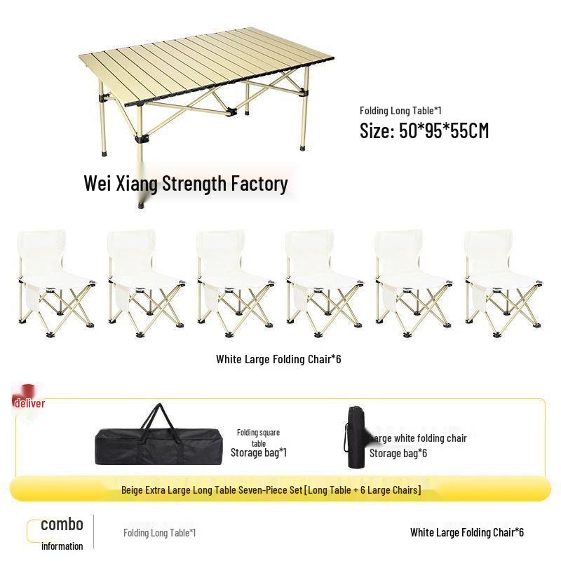 Portable Outdoor Folding Table and Chair Set - Durable Egg Roll Design for Camping, Picnics, & Fishing