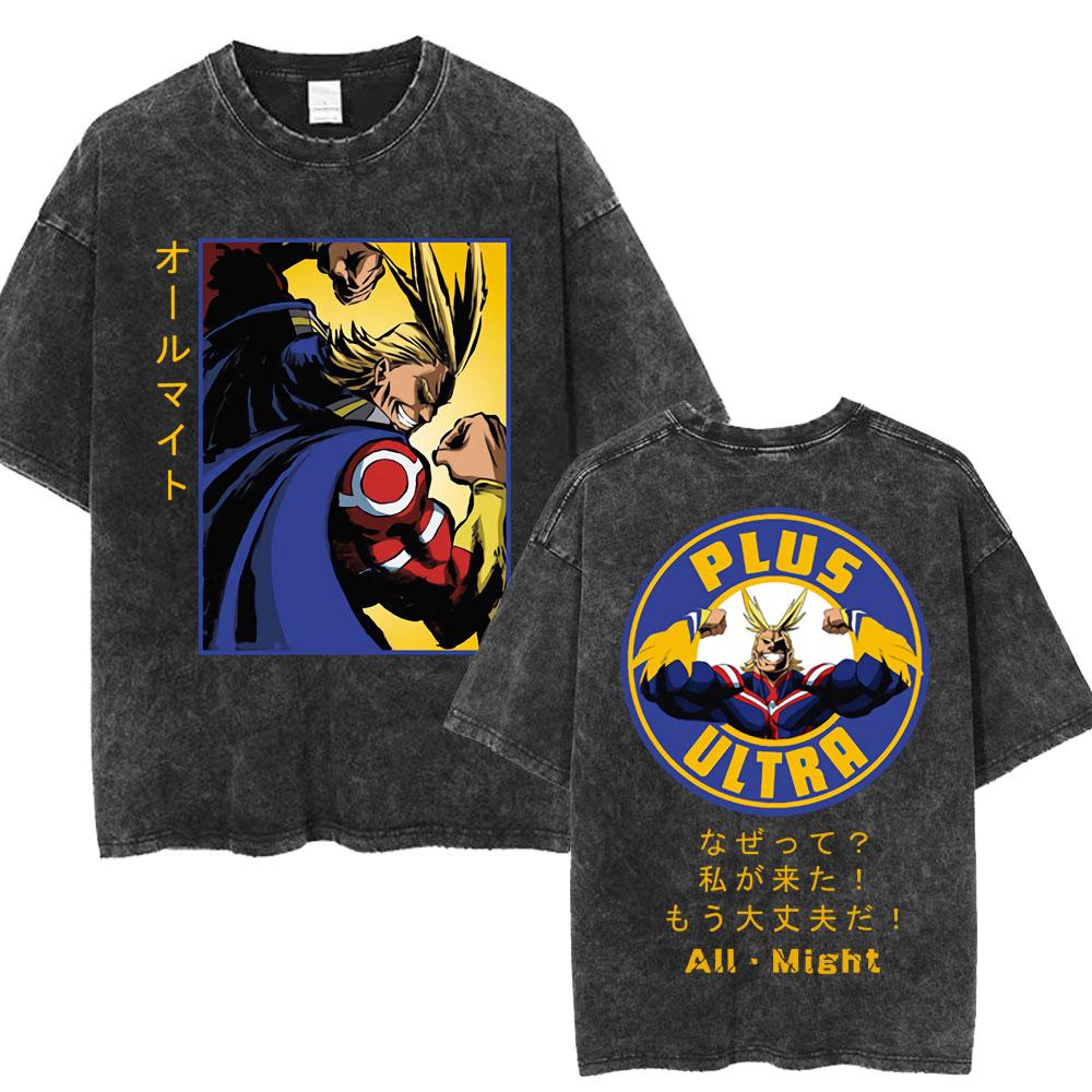 Washed Anime My Hero Academia Bakugo Katsuki TShirt Men Women Fashion Harajuku Manga T Shirts Oversized Cotton Casual T Shirt