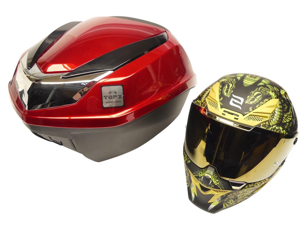 Kufer Motocyklowy Centralny 45L Honda Sh 20 Odblask Oparcie Czerwony Bankok
