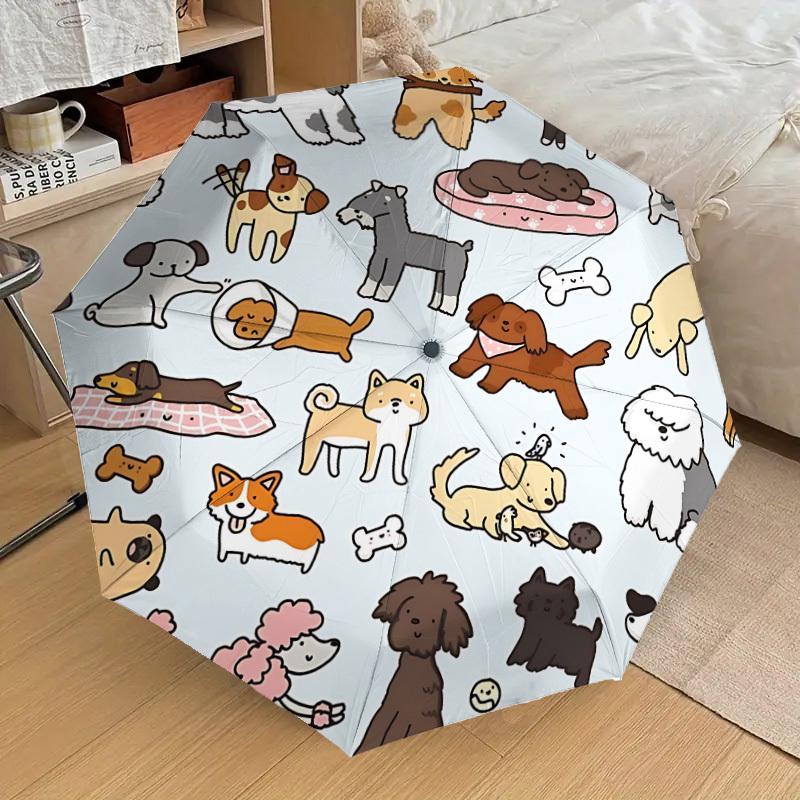 1PC dog pattern Umbrella-8-Rib Reinforced, Automatic Open, Lightweight & Durable, Cute Fashion Accessory for Outdoor, Beach, or Casual Use, Beach Umbr