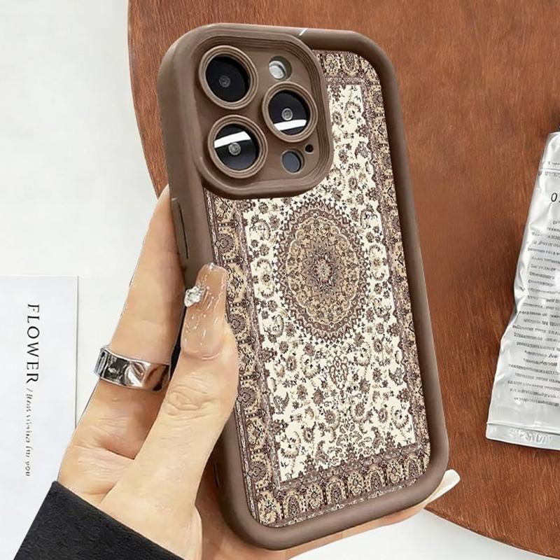 

Чехол для телефона в ретро-стиле для iPhone 17 16 15 Pro Max 14 13 12 11 XS X XR 7 8 Plus 17E 16E Air с дизайном ковра Силиконовый чехол iPhone SE (2022)