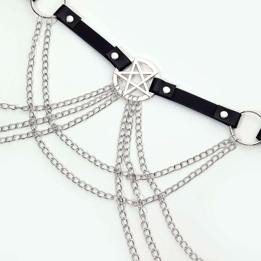 Women Fashion Belly Belt Chain Street Style Belt With Chain Gothic Harness Chain Bustier Harness Waist Belt Clothing Accessories