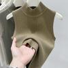 Turtleneck Sleeveless Knitted Slim Fit Pullover Vest Women's Summer Autumn Sweater Base Layer Sleeveless Women's Top