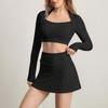 Tennis sports short skirt anti-light suit, women's chest pad sports fitness long-sleeved yoga suit set