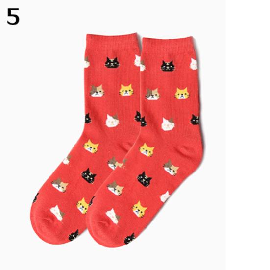 Women's Winter Stylish Autumn Cartoon Animal Cute Cat Pattern Cotton Ankle Socks