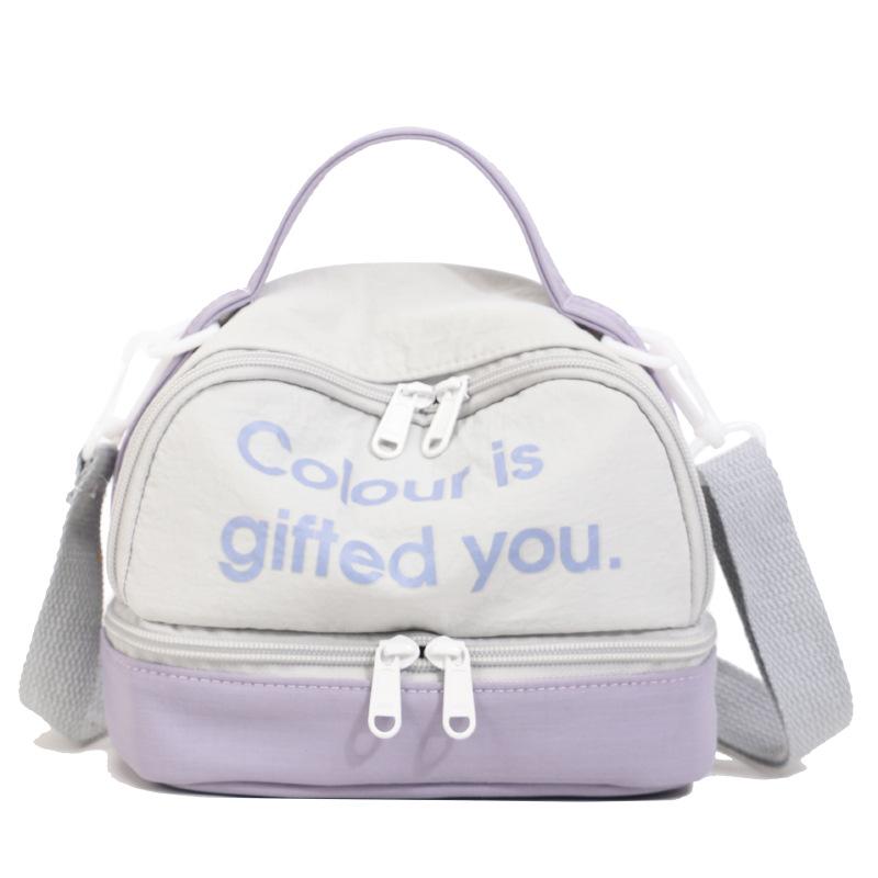 Fashion new contrasting color dopamine change bag portable messenger bag English letter pattern trendy women's bag
