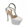 Square head 14CM super high heels new waterproof table stiletto women's shoes bag head empty one-word buckle sandals