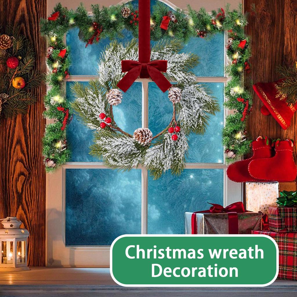 Weihnachtskranz für Schränke Küche, 11 Zoll Hängende Kleine Weihnachtskränze mit Roten Schleifen Zeder-Bra