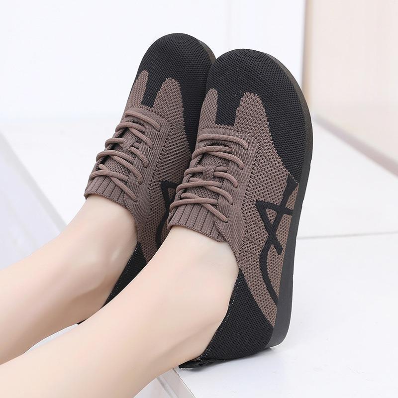 Shoes Women's Spring and Autumn New Retro Breathable One-pedal Color Matching Lace-up Versatile Women's Sneakers
