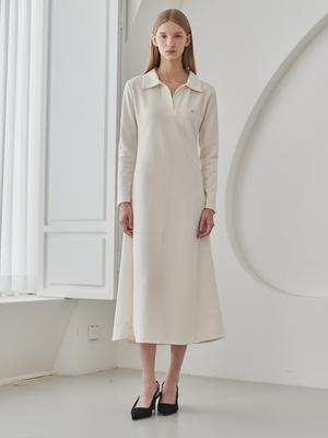Nub Slim Fit Collar Dress - Ivory