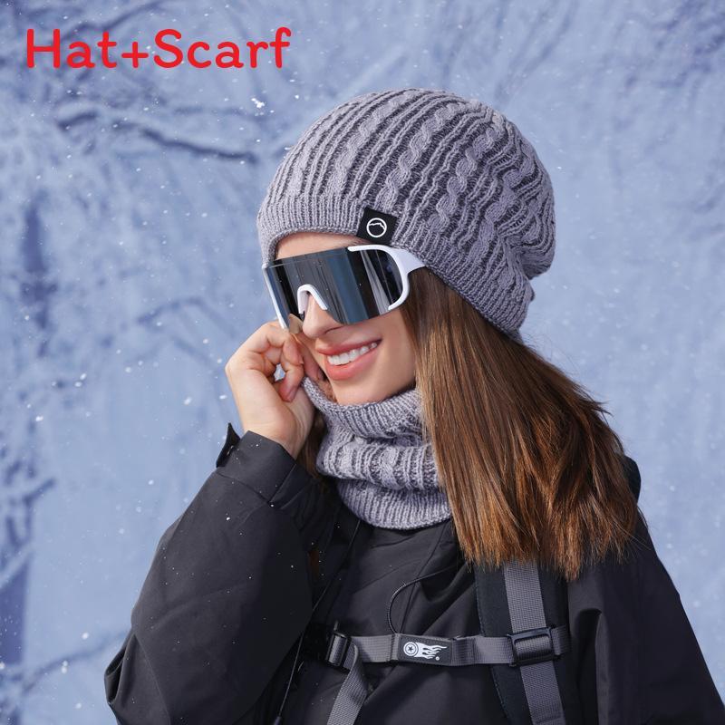 Knit Hat And Scarf Set For Women With Fleece Lining Winter Warmth And Protection