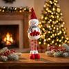 Holiday Standing Snowman Doll Christmas Plush Sequins Hat Legs with Extendable Holding Star Decorative Dolls